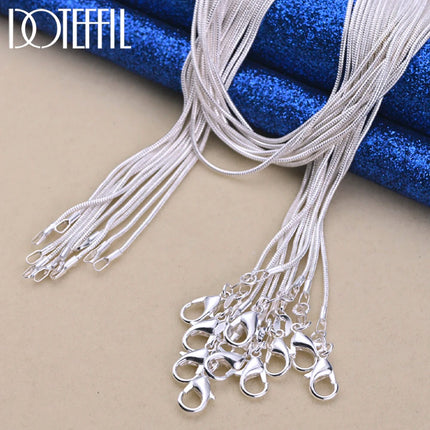 DOTEFFIL 925 Sterling Silver 5/10pcs/Lot 16/18/20/22/24/26/28/30 Inch 1.2mm Snake Chain Necklace For Woman Man Fashion Jewelry PlatiNum