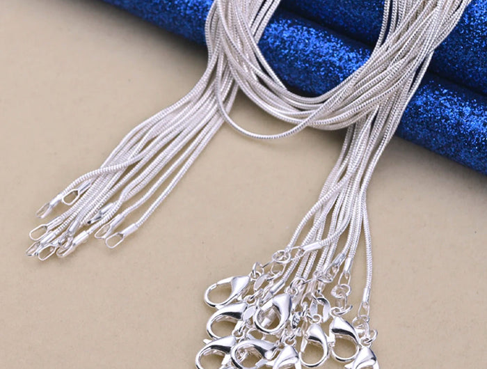 DOTEFFIL 925 Sterling Silver 5/10pcs/Lot 16/18/20/22/24/26/28/30 Inch 1.2mm Snake Chain Necklace For Woman Man Fashion Jewelry PlatiNum