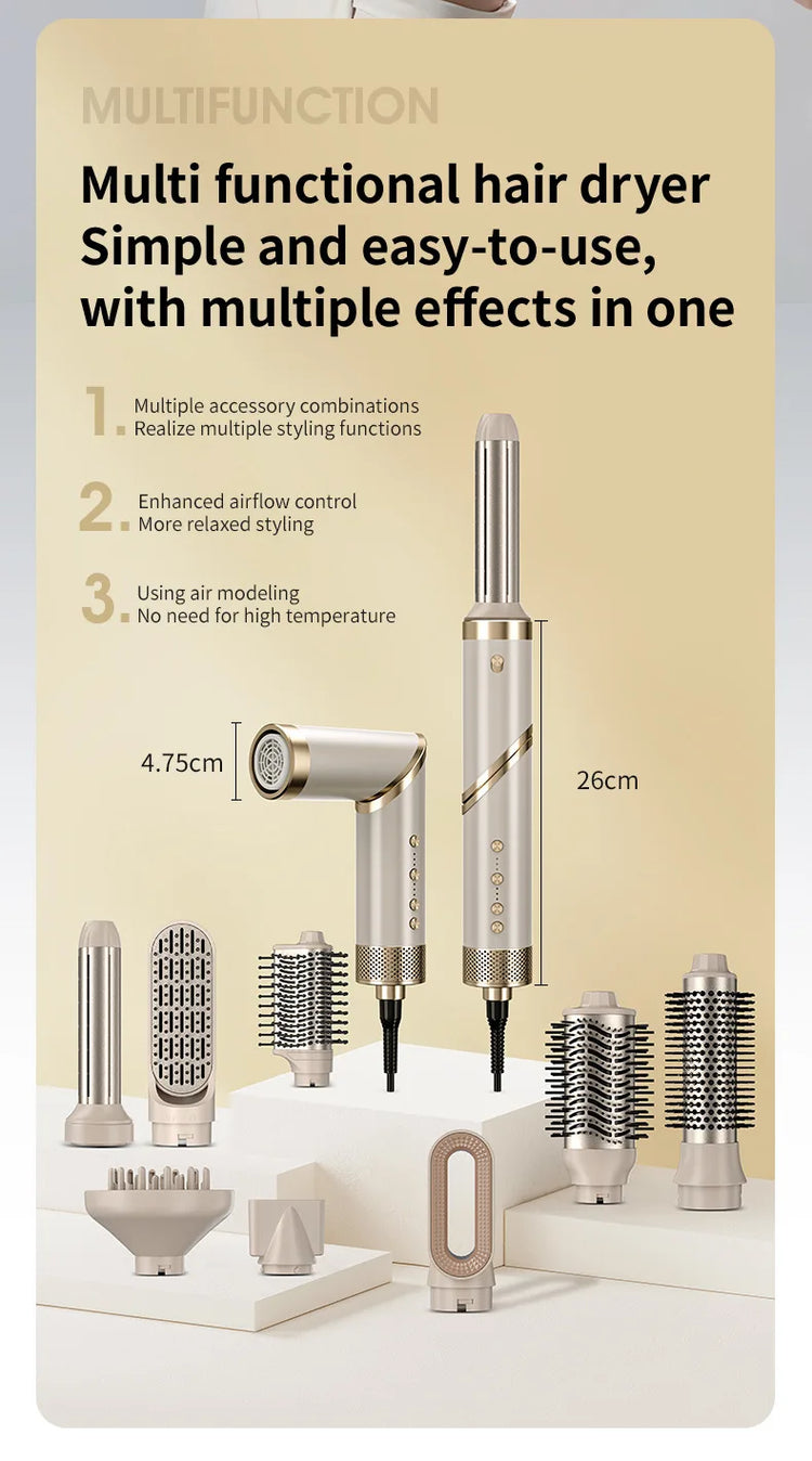 9 in 1 Hair dryer Professional Negative Ion curling Iron Hair Straightener Brushless Motor High Speed Hair Dryer Hot Comb Set