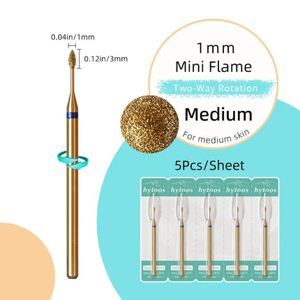 HYTOOS 5Pcs/Set Titanium Nail Drill Bits Diamond Cuticle Clean Nail Bit Professional Safety Cuticle Dead Skin Nail Cleaner Tool