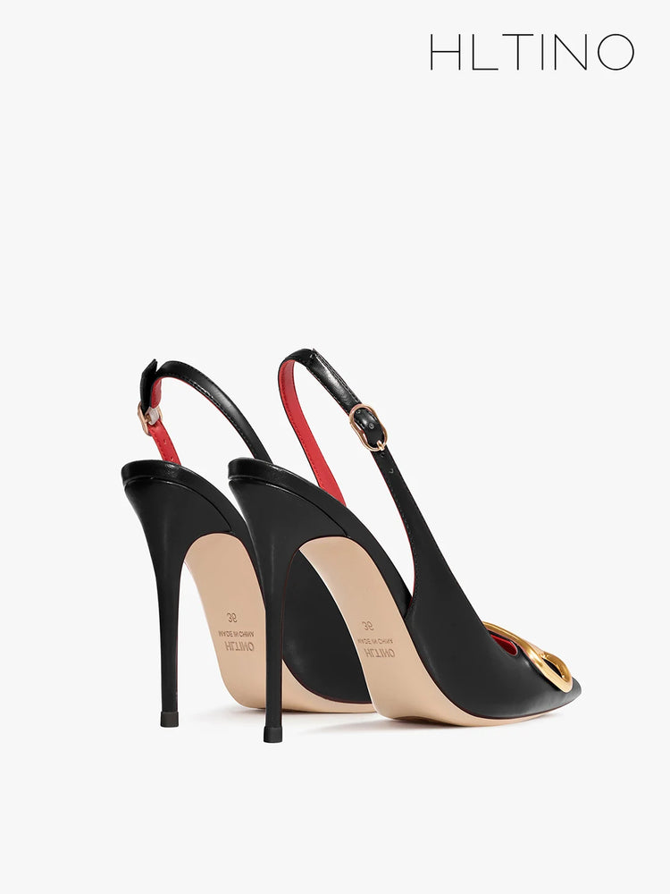 HLTINO Fahion Slingback Nero Comode Scarpe Estive da Donna Sandali con Tacco Alto 2025 Tendenza per Abito da Festa di Nozze