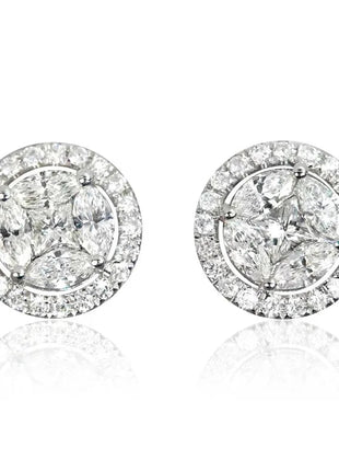 Hip Hop Female Earrings 925 Sterling Silver Small Round Shaped Earrings for Women Bling Zirconia Ear Fashion Statement Jewelry PlatiNum