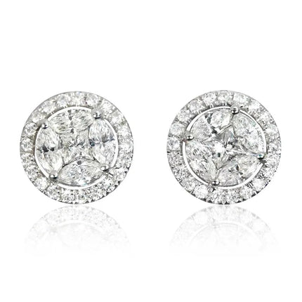 Hip Hop Female Earrings 925 Sterling Silver Small Round Shaped Earrings for Women Bling Zirconia Ear Fashion Statement Jewelry PlatiNum