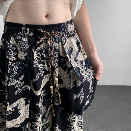 Pantaloni Estivi da Uomo 2026 in Cotone Leggero Sottile Comodi da Spiaggia, Pantaloni Larghi Casual Hip Hop Stampati, Pantaloni Jogger Oversize alla Moda