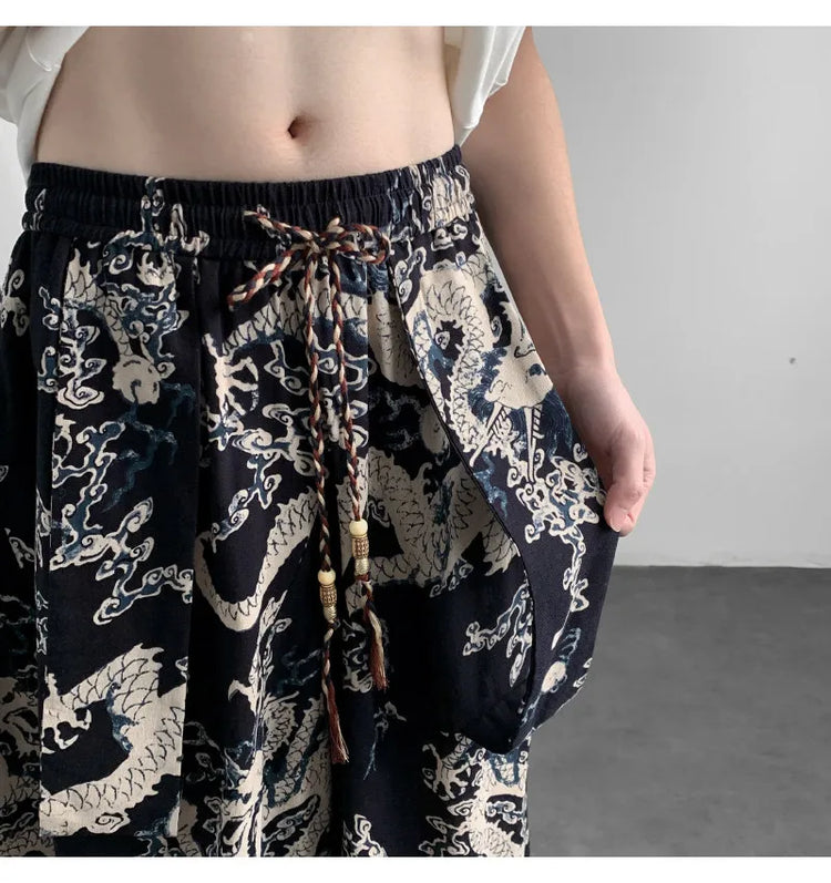 Pantaloni Estivi da Uomo 2026 in Cotone Leggero Sottile Comodi da Spiaggia, Pantaloni Larghi Casual Hip Hop Stampati, Pantaloni Jogger Oversize alla Moda