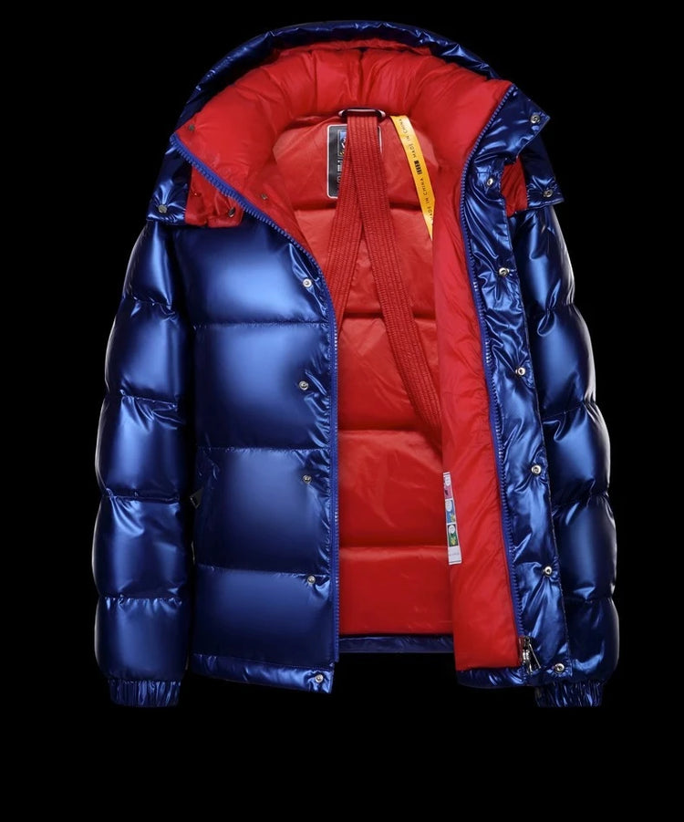Prowow New men's white duck down down jacket with warm shiny surface short thick hooded jacket