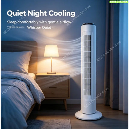 Ventilatore a torre silenzioso con telecomando, oscillante a 3 velocità 75 °   Ventilatore a Torre Oscillante con Timer e Controllo Superiore, Ventilatore a Torre Senza Pale Salvaspazio per Casa e Ufficio