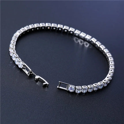 4mm Cubic Zirconia Tennis Bracelet Iced Out Chain Bracelets For Women Men Silver Color Men Bracelet CZ Chain Homme Jewelry PlatiNum