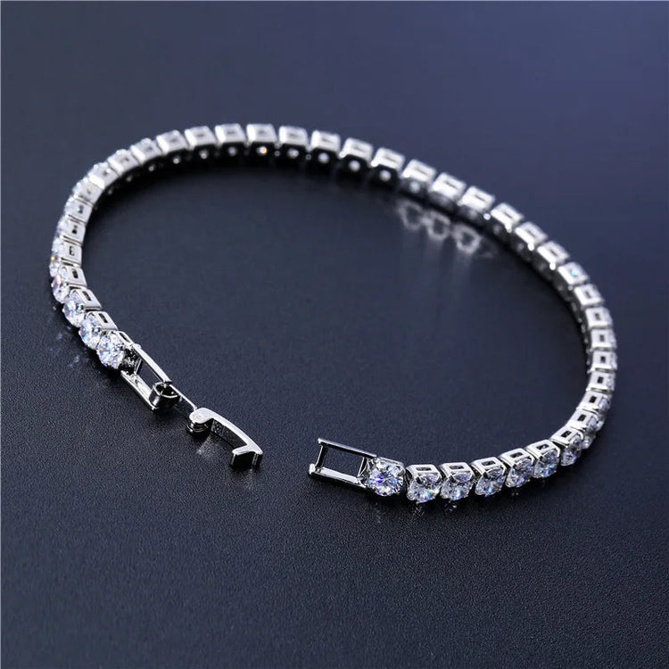 4mm Cubic Zirconia Tennis Bracelet Iced Out Chain Bracelets For Women Men Silver Color Men Bracelet CZ Chain Homme Jewelry PlatiNum