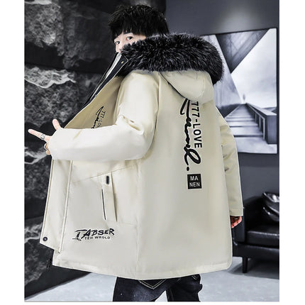 Winter Men's Long Down Jacket Fashion Male Thermal Parkas Coats Casual Men Classic Fur Collar Warm Padded Jackets Clothing 5XL