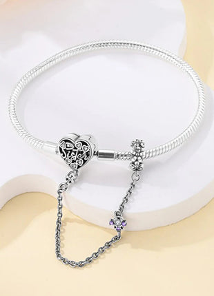 Nuovo Bracciale Originale in Argento 925 con Quadrifoglio Portafortuna e Catena a Serpente, Adatto per Gioielli Fai-da-Te da Donna PlatiNum