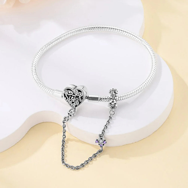 Nuova Serie di Bracciali a Osso di Serpente in Argento Puro 925% con Charm 'Amore Eterno' e Catena di Sicurezza, Gioielli da Donna PlatiNum