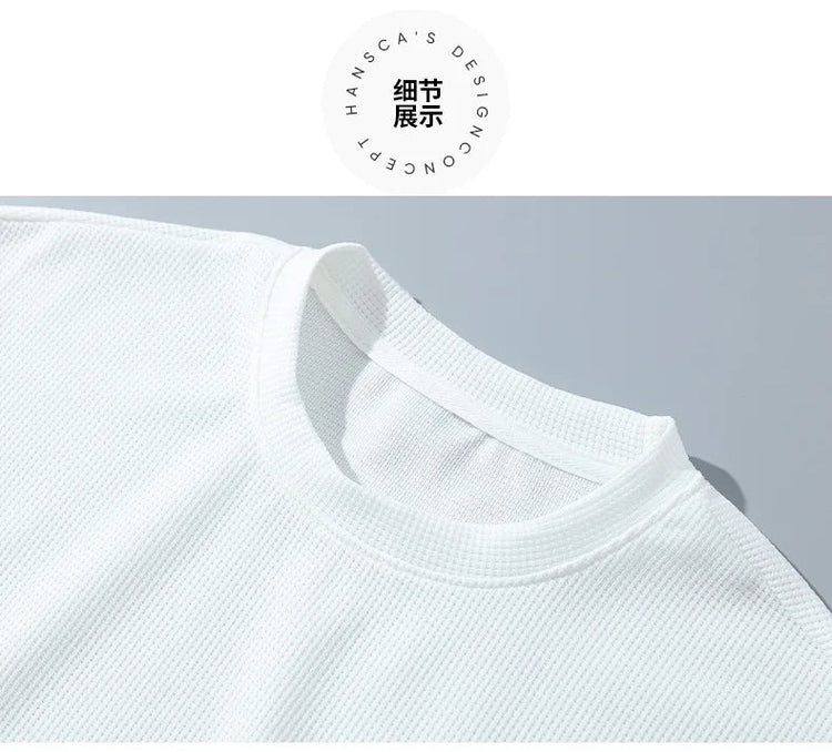 2026 nuovi set di waffle da uomo estivi T-shirt e pantaloncini casual Set tuta sportiva maschile tuta tinta unita abiti larghi platinumshop