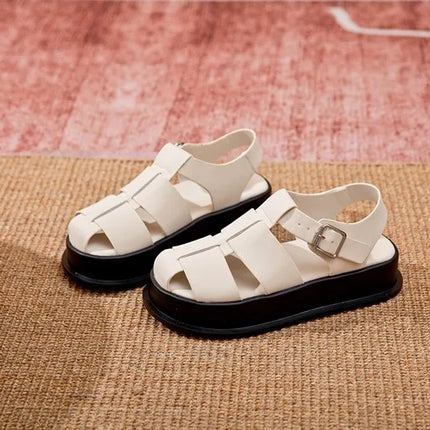AIYUQI Women's Closed-Toe Sandals, New Summer 2026 Roman Sandals, Fashionable Woven Women's Thick-Soled Casual Shoes