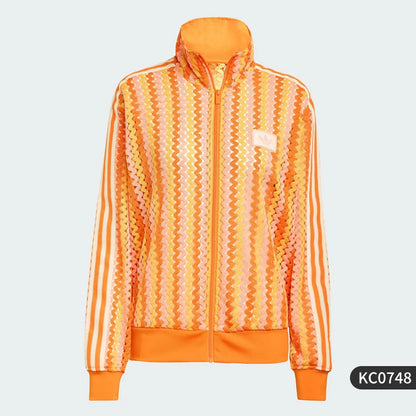 Adidas Genuine Originals Women's Crochet Striped Stand Collar Jacket KC0748