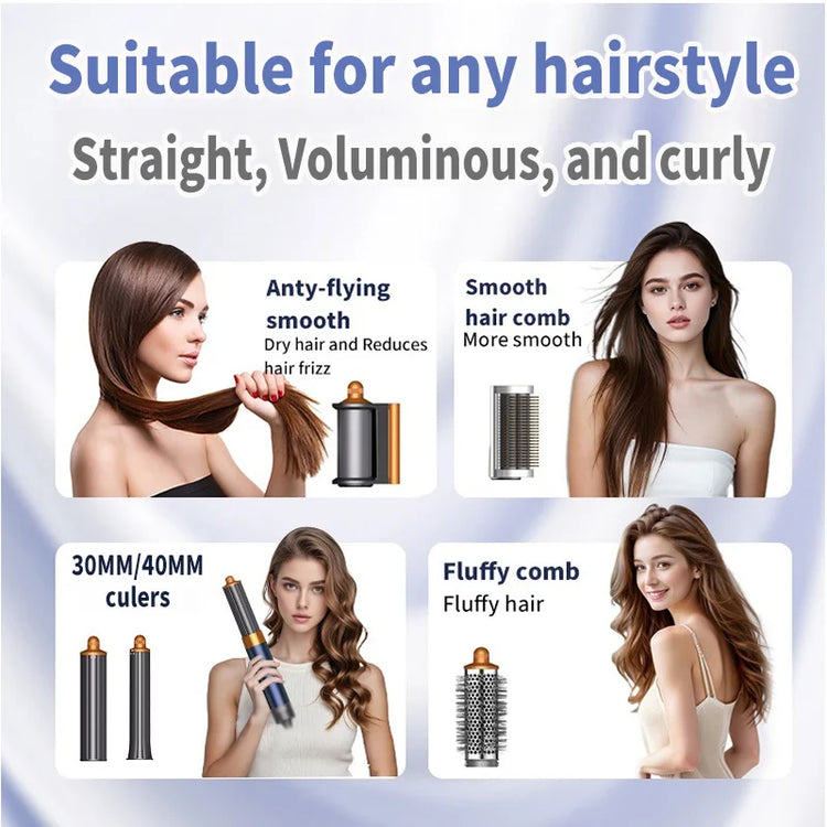 6 in 1 Professional Hot Air Styler Negative Ion Multi Hair Styler Set for Auto Curling Hair Styling Tools Best Gift for Women