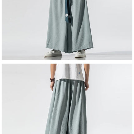 Pantaloni Larghi da Uomo Stile Kimono Giapponese 2026, Joggers Retrò, Pantaloni Larghi in Lino Stile Yukata, Pantaloni Robe Nepal con Cavallo Ampio