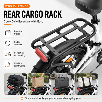 Nuova Bicicletta Elettrica Pieghevole WINGLION eb-fm2.0, Motore 720W, Batteria 48V 15AH, Pneumatici Larghi 20 "x4.0, Freno Idraulico, Ideale per Adulti, Città, Casa, Lavoro