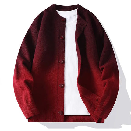 Legible Autumn and Winter Casual Sweater Men Loose Knitted Cardigan Male Round Neck Collar Sweatercoats Man