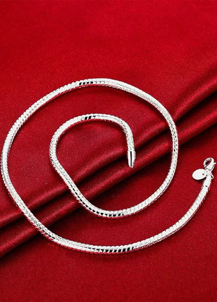 Fine 3MM Catena in osso di serpente Braccialetti in argento sterling 925 Collana Set di gioielli per uomo Donna Marchi di moda Regali di nozze per feste platinumshop
