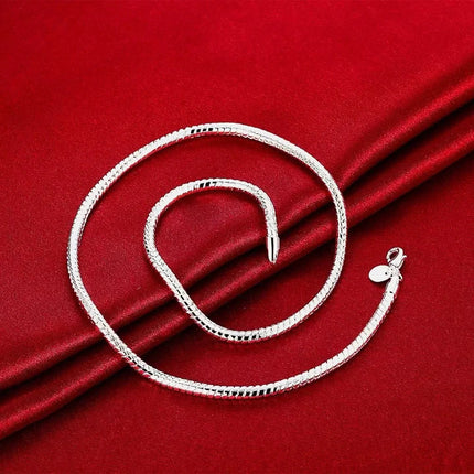 Fine 3MM Catena in osso di serpente Braccialetti in argento sterling 925 Collana Set di gioielli per uomo Donna Marchi di moda Regali di nozze per feste platinumshop
