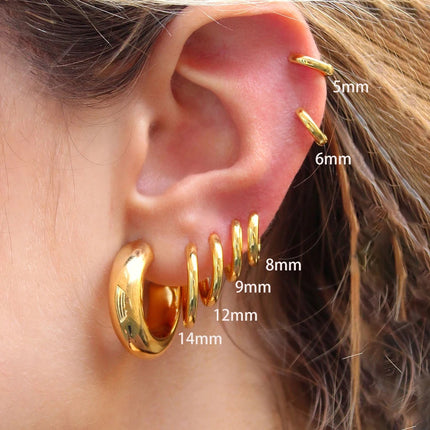 2 pezzi piccoli orecchini a cerchio piccoli Huggie in acciaio inossidabile per le donne cerchio rotondo punk unisex orecchini rock gioielli penetranti della cartilagine PlatiNum