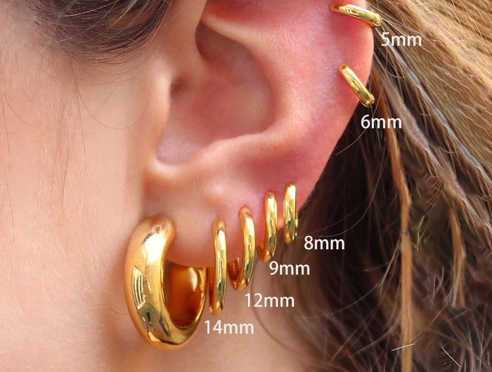 2 pezzi piccoli orecchini a cerchio piccoli Huggie in acciaio inossidabile per le donne cerchio rotondo punk unisex orecchini rock gioielli penetranti della cartilagine PlatiNum