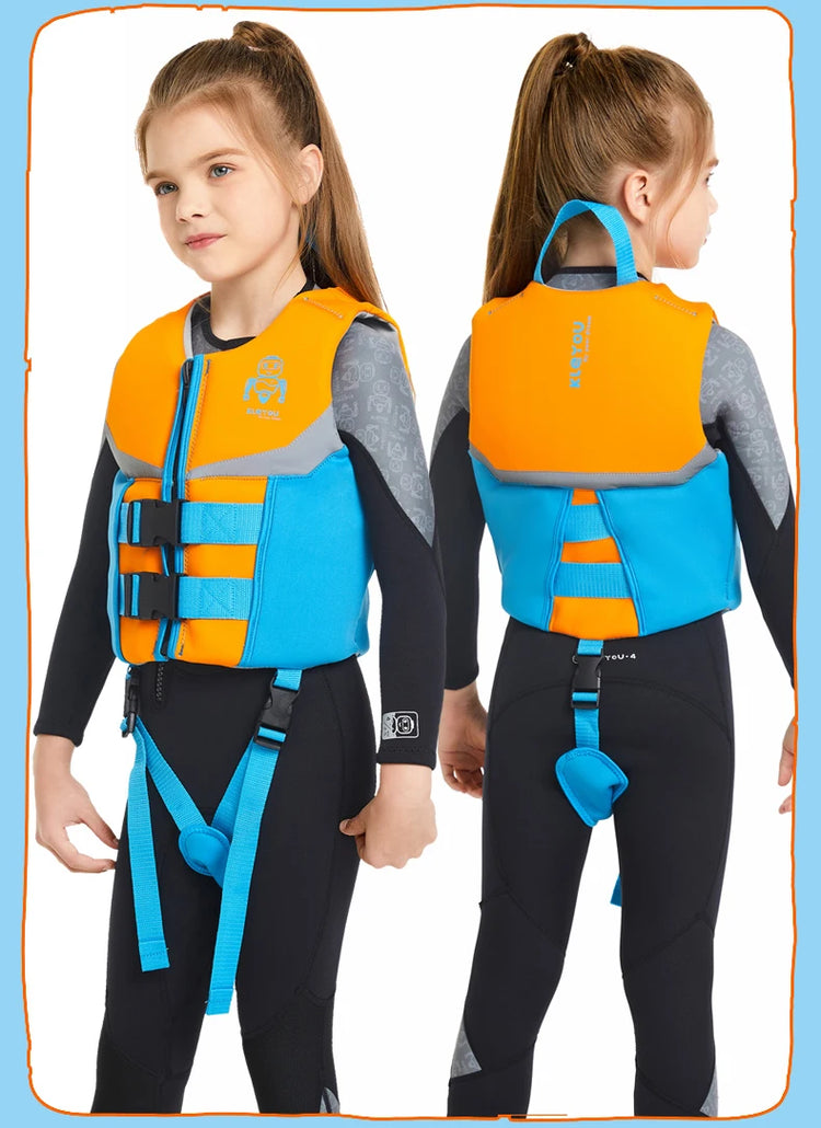 Gilet di galleggiamento per bambini, giubbotto di salvataggio per bambini, giubbotto da nuoto per ragazzi e ragazze, ausilio per il nuoto con galleggiamento del costume da bagno