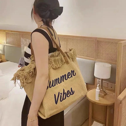 Women's Canvas Bags Large Beach Bag Tote Shopping Bags Underarm Shoulder Bag for Female Casual Top-Handle Purses