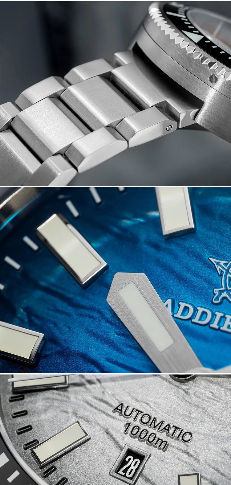 ADDIESDIVE New Men's Automatic Dive Watch Sapphire Crystal 3D Dial Ultra Bright Lume 1000m Water Resistance Men's Business Watch
