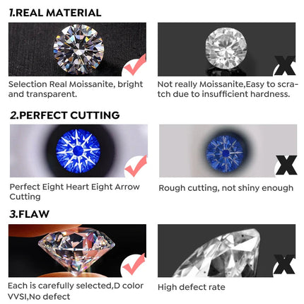 KNB Real 0.5-1ct Moissanite Diamond Round Stud Earrings for Women 925 Sterling Silver Wedding Earring Luxury Fine Jewelry Gifts PlatiNum