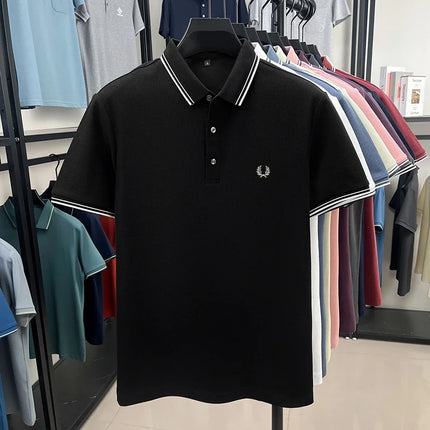 New men's short-sleeved polo shirt, 100% pure cotton, embroidered, fashionable, breathable, comfortable, and versatile.