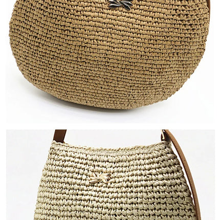 Borsa a Spalla da Donna Estiva in Paglia Intrecciata, Borsa Grande Capacità Artigianale in Rattan, Borsa Tote di Lusso Designer da Spiaggia