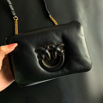 Nuova Borsa a Tracolla/Crossbody da Donna 2026 Ispirata a Pinko in Tweed con Cigno, in Vera Pelle