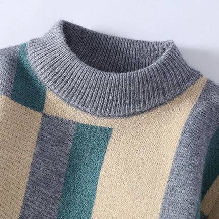 Fashion Fall Winter Japanese Style Turtleneck Sweater Men High End Mens Christmas Sweaters Thick Warm Striped Pullover