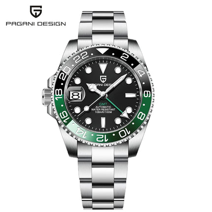 Nuovo Orologio Meccanico Automatico PAGANI DESIGN GMT 2026 per Uomo, Ghiera in Ceramica, Impermeabile 100ATM, Orologio Sportivo Nautico da Immersione, Orologio da Polso Maschile in Acciaio Inossidabile + Reloj Hombre + Scatol