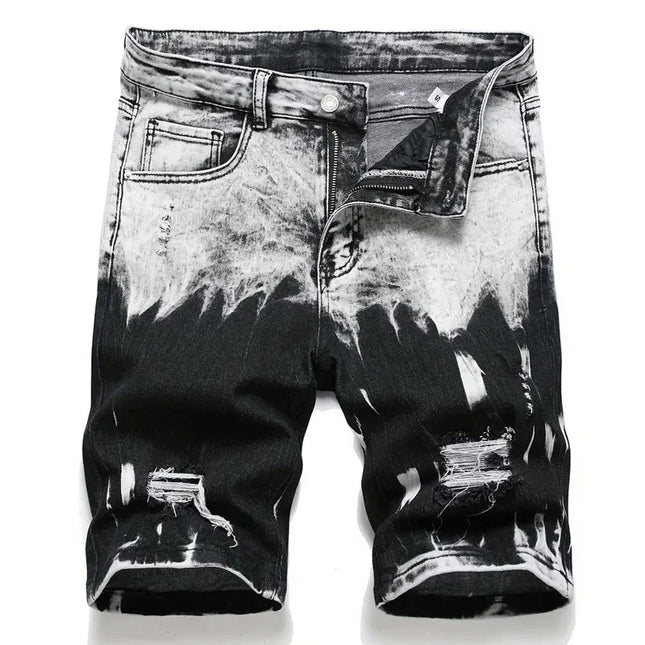 Pantalones cortos de mezclilla elásticos ajustados para hombre, estilo retro, a la moda, ropa de calle, pantalones cortos de mezclilla, 98% algodón, para hombre, novedad de verano