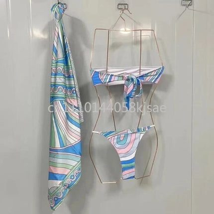 Costumi da bagno di lusso da donna con foulard, set bikini con foulard, abbigliamento da spiaggia platinumshop