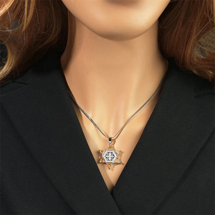 Gerusalemme crociato croce Magen stella di David collana per donna uomo zircone in acciaio inox Hexagram collane gioielli NTPS05 PlatiNum