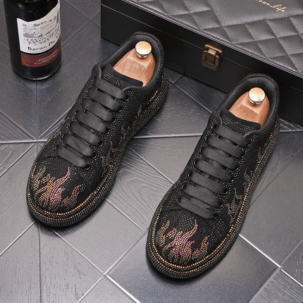 New Style Luxury Men's High Hip-hop Casual Shoes Men Black Fashion Rivets Shoes Italy Fashion Leisure Driving Loafers