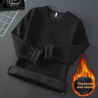Men's Long Sleeve T-shirt Fleece Lined Thickened Non-flammable Velvet Warm Round Neck Base Shirt Casual Breathable Winter Tshirt PlatiNum