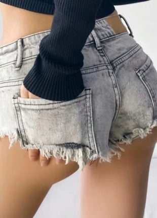 Summer Sexy Low Rise Denim Shorts Women High Elastic Butt Lifting Hot Pants Beach Triangle Shorts Fashion Stretchy Jeans Shorts PlatiNum