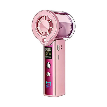 Ventilatore Portatile con Spray d'Acqua e Graffiti Laser, 3000 mAh Ricaricabile, 100 Velocità, per Casa e Esterni