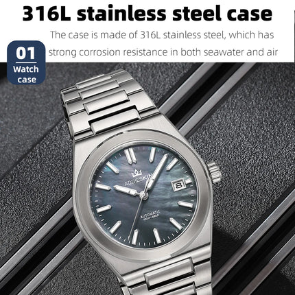 AddiesKin K008 Japan Miyota 9015 Automatic Movement 24 Jewels 28800bph 42h Power Reserve Ultra Thin 10mm Skeleton Case Back