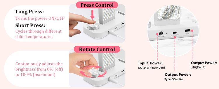 34' Nails Tech Light with Phone Stand 3000K-6000K Color Temperature Led Desk Lamp for Nail, Tattoos, Eyebrows, Beauty Diamond
