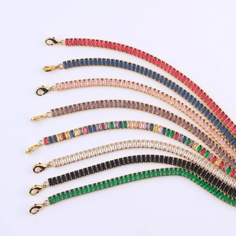 Collana girocollo con zirconi cubici da donna verde di lusso Collana con catena da tennis in cristallo arcobaleno lucido CZ per regalo da donna