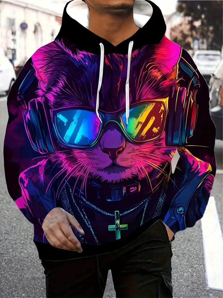 Cat Graphic Hoodies For Men Women Streetwear Cute Fashion 3d Printing Animal Cat Hoodies Oversized Unisex Harajuku Sweatshirt