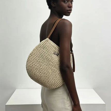 Borsa a Spalla da Donna Estiva in Paglia Intrecciata, Borsa Grande Capacità Artigianale in Rattan, Borsa Tote di Lusso Designer da Spiaggia