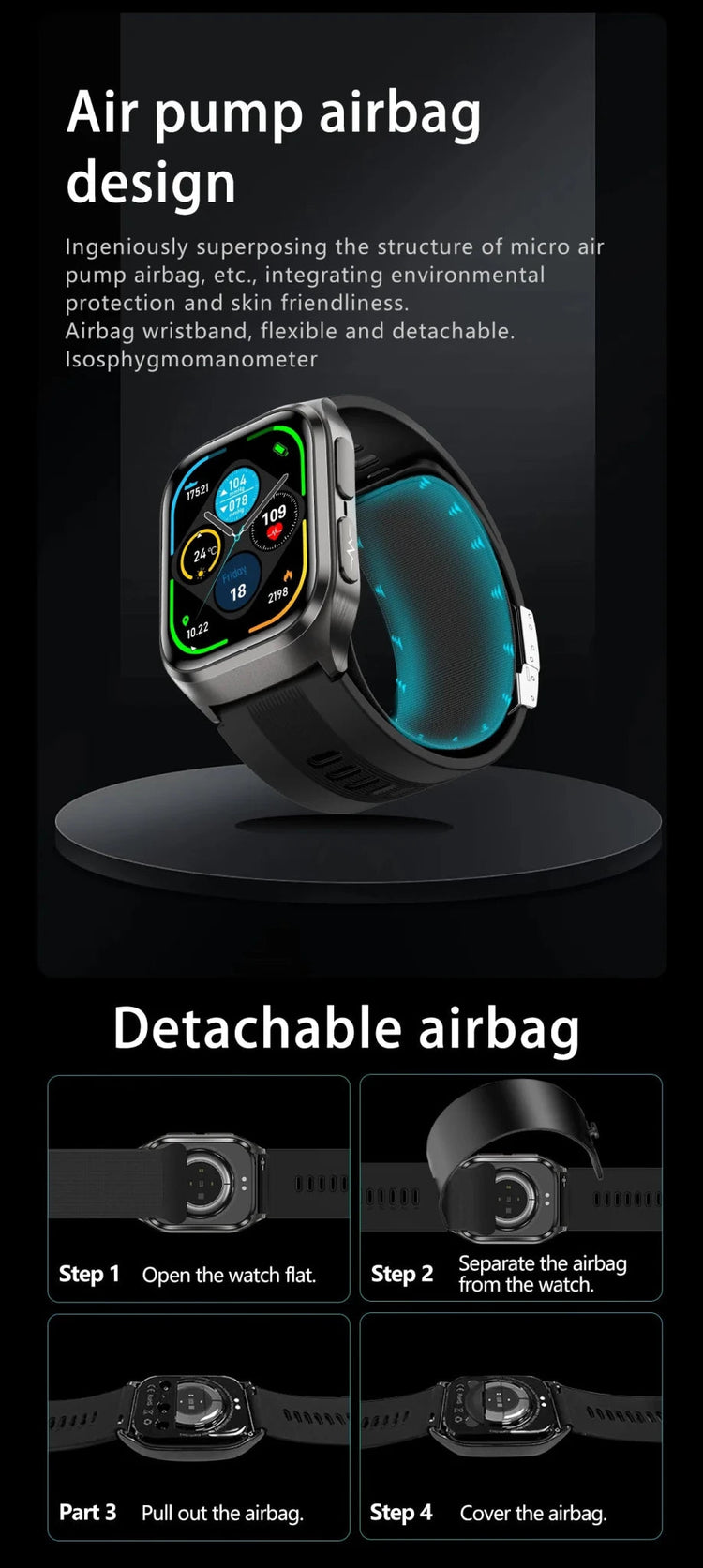 2026 Nuovo aggiornamento AI diagnostico Airbag pressione sanguigna precisa salute SmartWatch acido urico ECG lipidi nel sangue Smartwatch uomo donna platinumshop