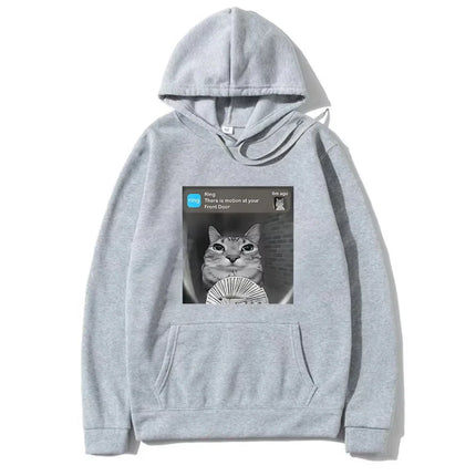 There Is Motion At Your Front Door Funny Silly Cat Meme Hot 2D Hoodie Men Women's Fleece vintage Sweatshirt Autumn Casual pullov